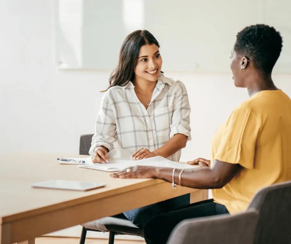 Resume consultant working with a client