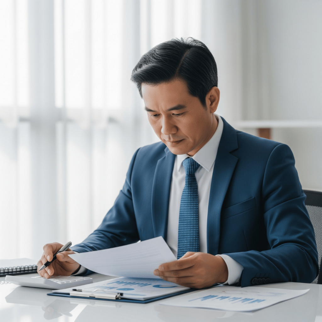 Accountant sitting at their desk